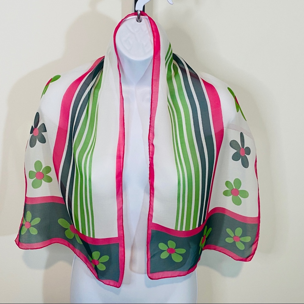 Rectangle Flower & Striped Rectangular Scarf - image 3